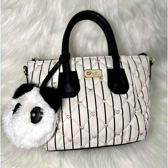 Betsey Johnson Heart and Panda Top Handle Bag - Picture 1 of 9